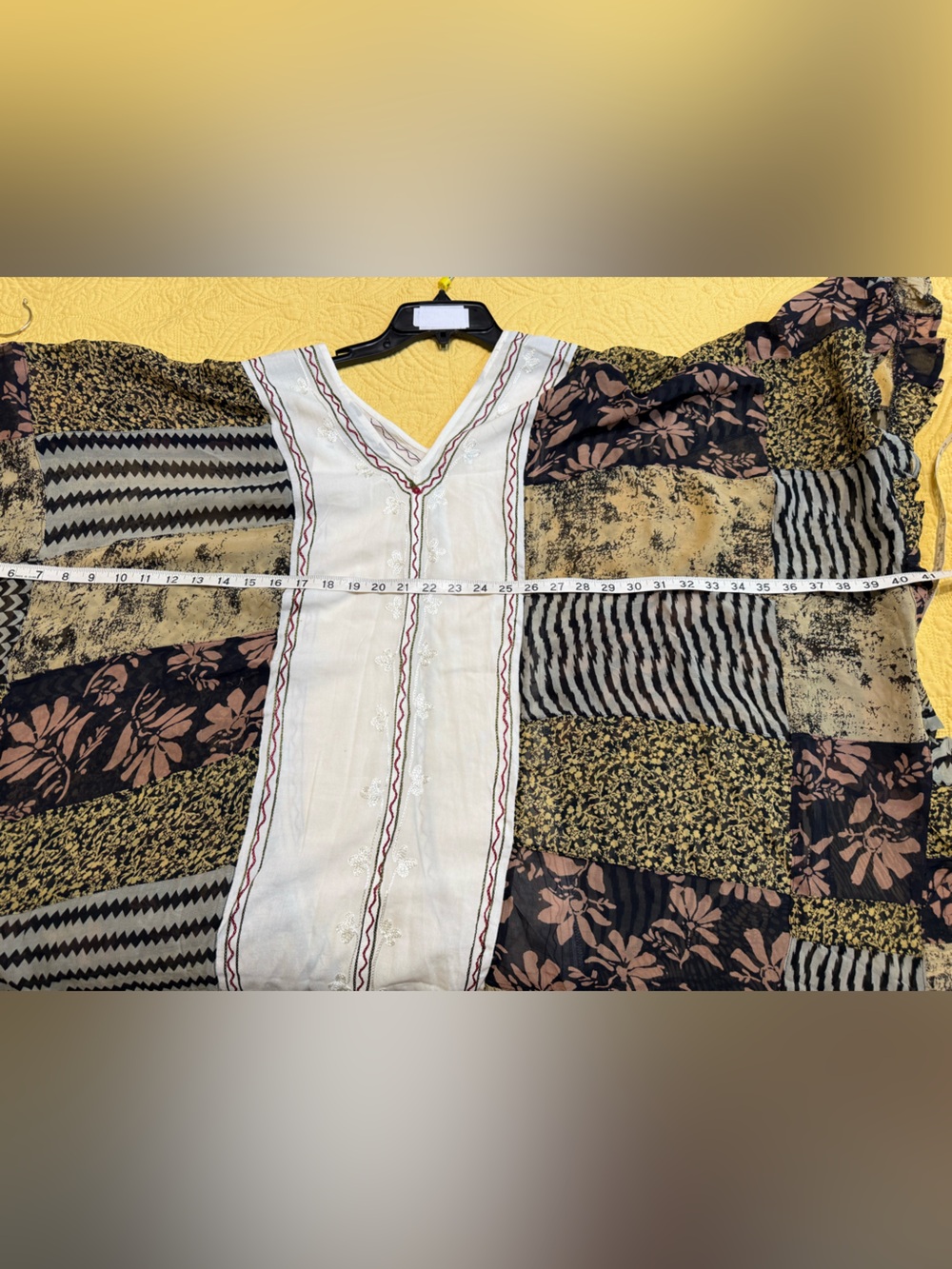 👗 H251 NWT Young Thread L ptp40 Boho Floral Patchwork kimono Poncho Top Green Bl - Picture 7 of 10